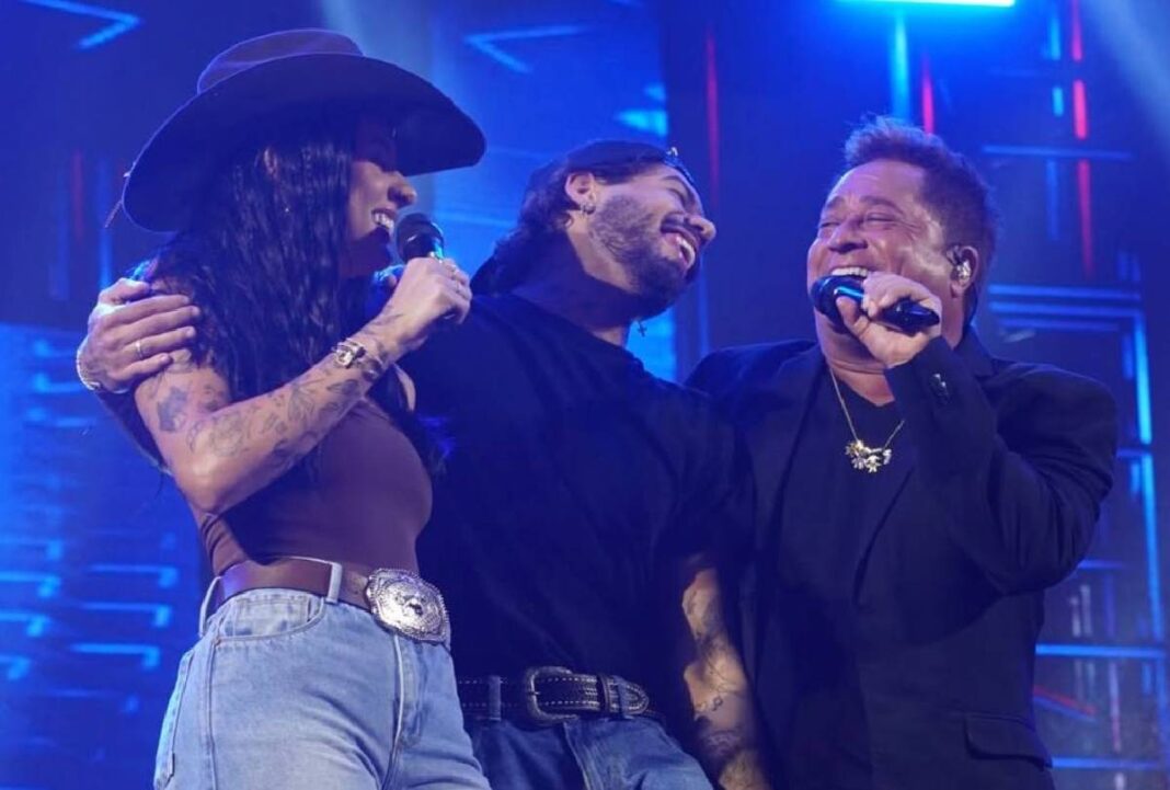 Zé Felipe e Ana Castela participam de show de Leonardo: vídeo