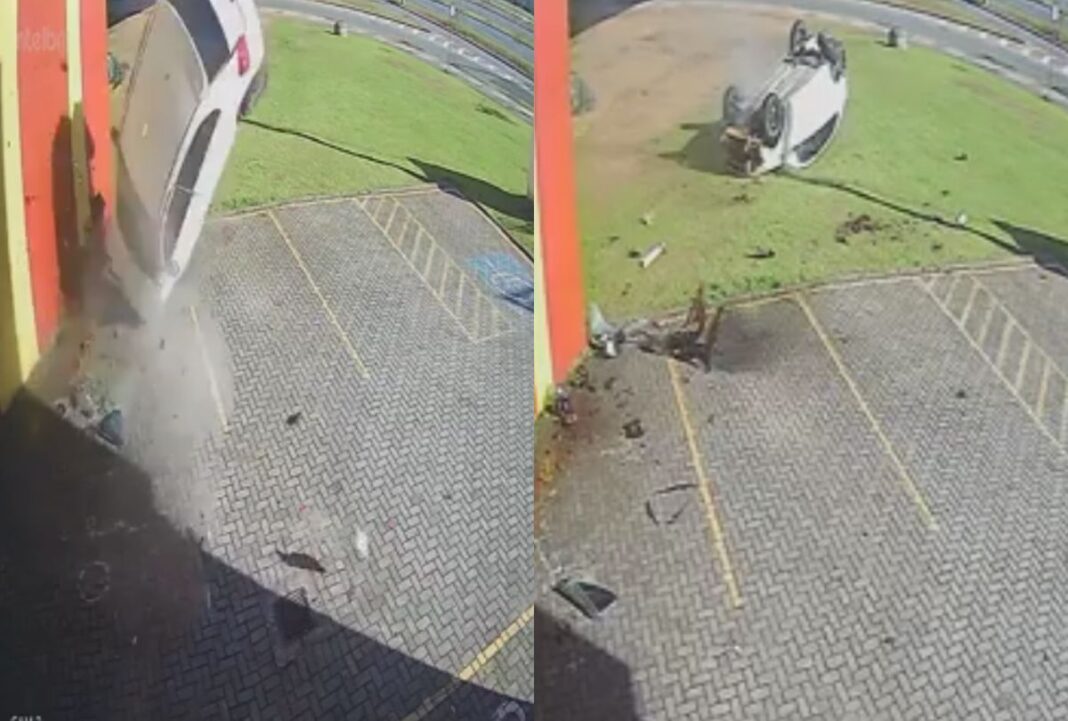 Carro despenca da Ponte Estaiada e motorista sai andando