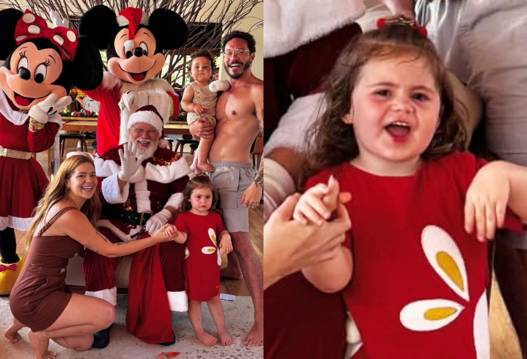 Eliezer chama atenção para a carinha séria de Lua em fotos com Papai Noel e cai na risada ao revelar o motivo