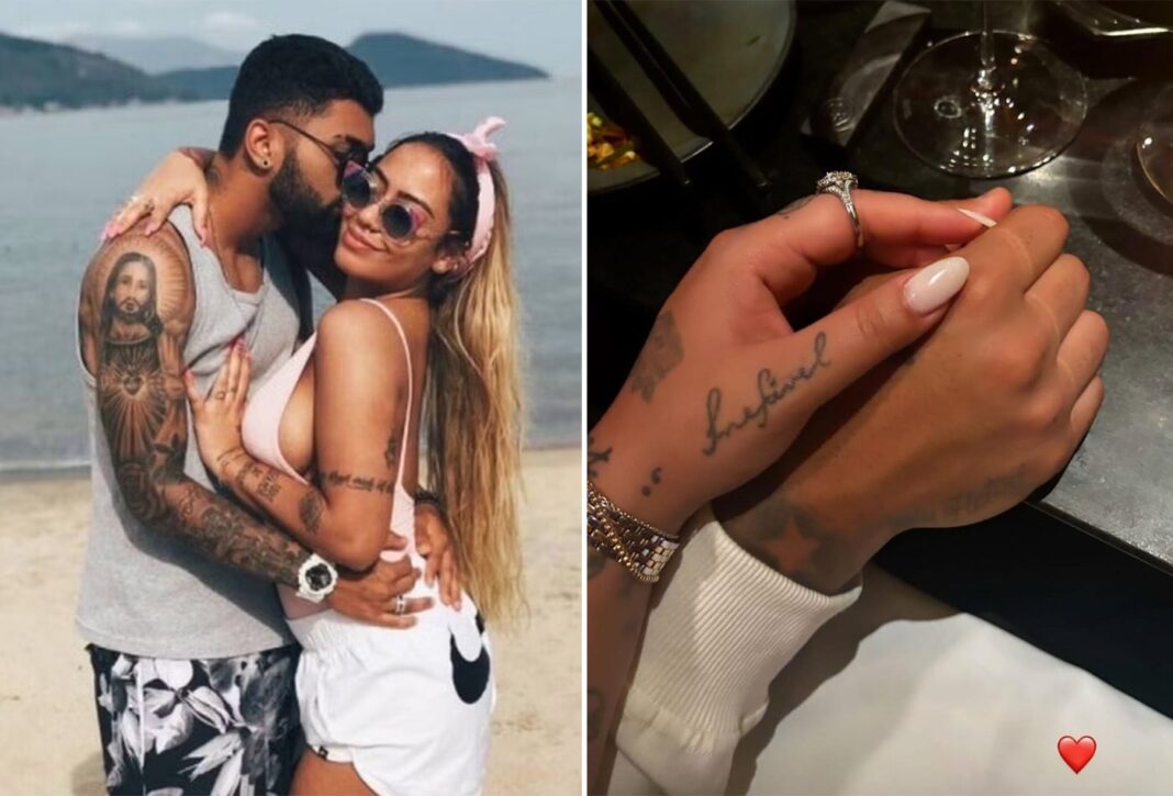 Rafaella Santos, irmã de Neymar, posta foto de jantar romântico com Gabigol