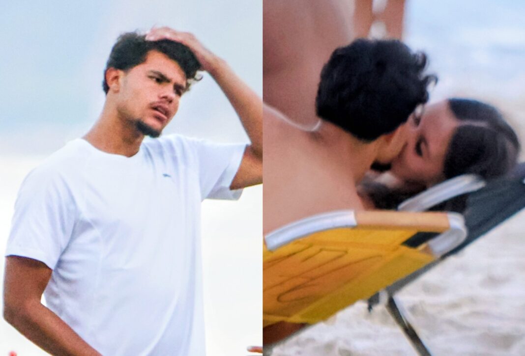 Jogador Bruninho Samudio curte praia com namorada no Rio de Janeiro