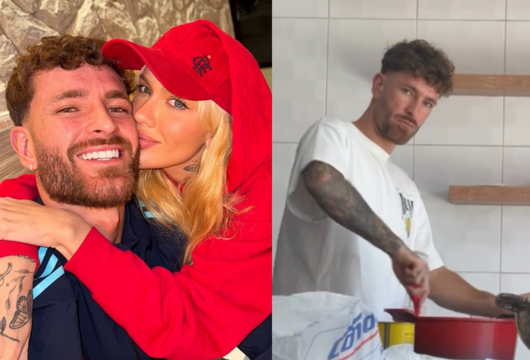 Após reconciliação, Karoline Lima mostra Léo Pereira colocando a mão na massa para o Natal