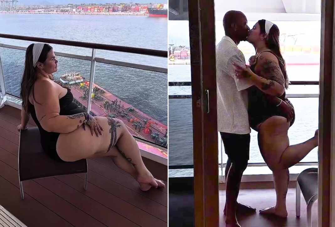 De maiô, Thais Carla ganha beijão e ‘mão boba’ do marido após perder mais de 80 kg; vídeos