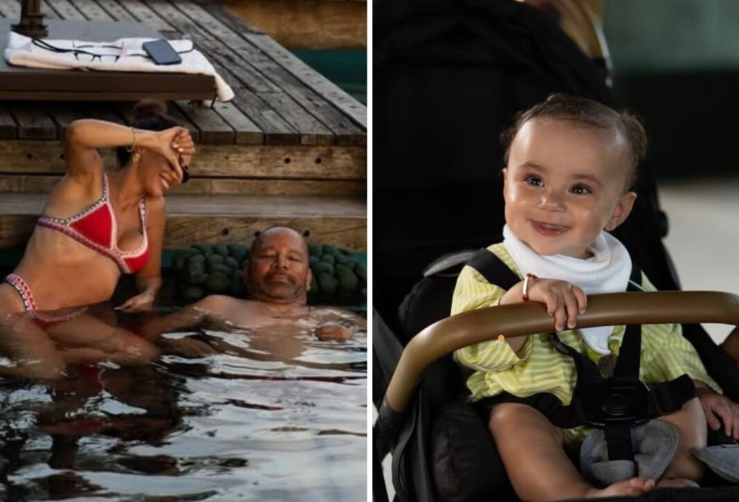 Bruna Biancardi surge de biquíni ao lado do sogro, Neymar Pai, e encanta com cliques das filhas