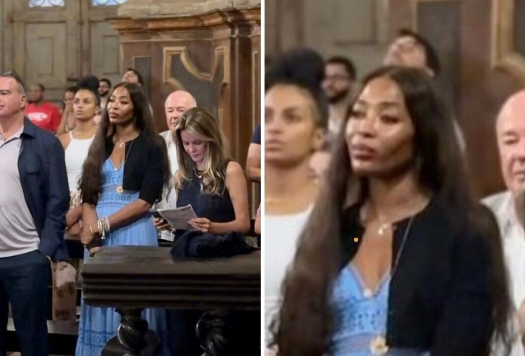 Naomi Campbell passa o Natal no Brasil e participa de missa em Minas Gerais