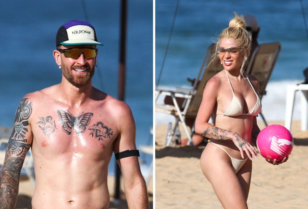 Léo Pereira e Karoline Lima aproveitam praia em Fernando de Noronha durante viagem de Réveillon