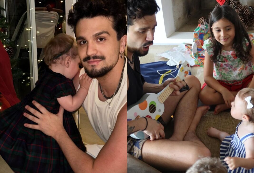 Luan Santana encanta ao compartilhar cliques de Natal com a filha, Serena, pela primeira vez