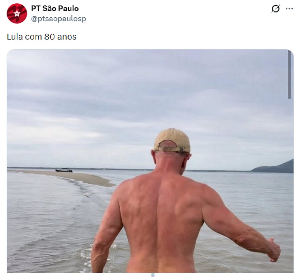 Petistas publicam na internet foto alterada de Lula musculoso