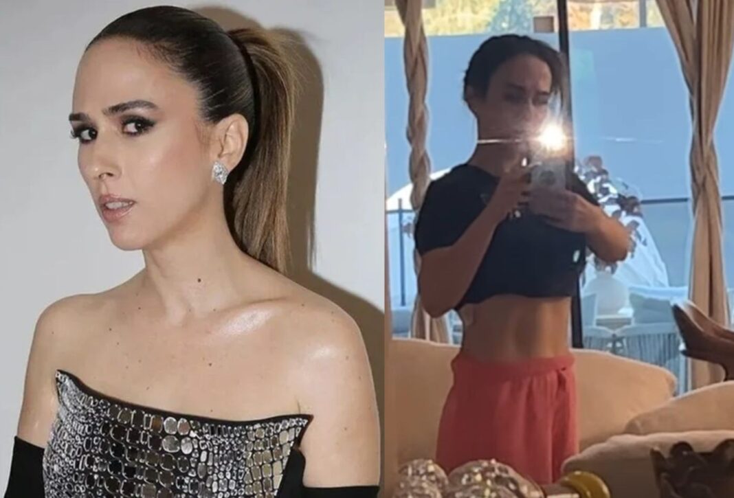 Tata Werneck surpreende ao exibir abdômen definido em frente ao espelho; vídeo