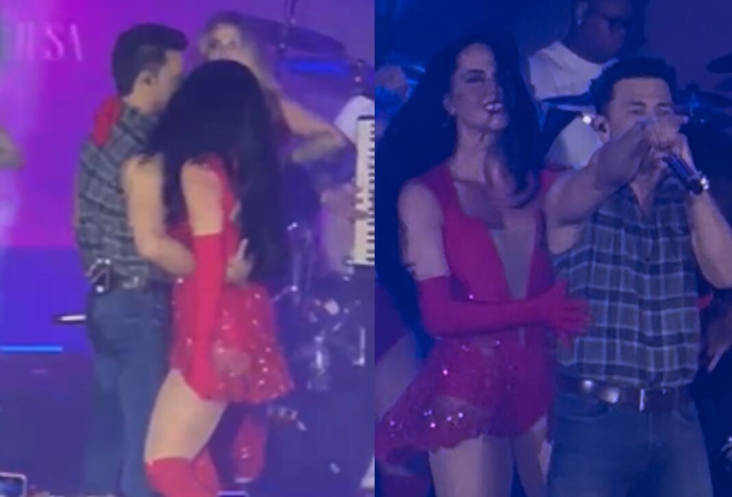 Graciele Lacerda revive dias de dançarina e ganha carinho 'caliente' de Zezé Di Camargo no palco; vídeo