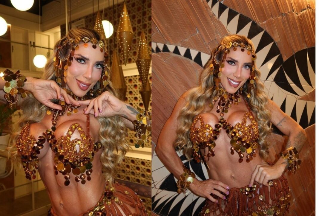 Tati Minerato aposta em look cravejado de cristais e impressiona em ensaio da Grande Rio; fotos