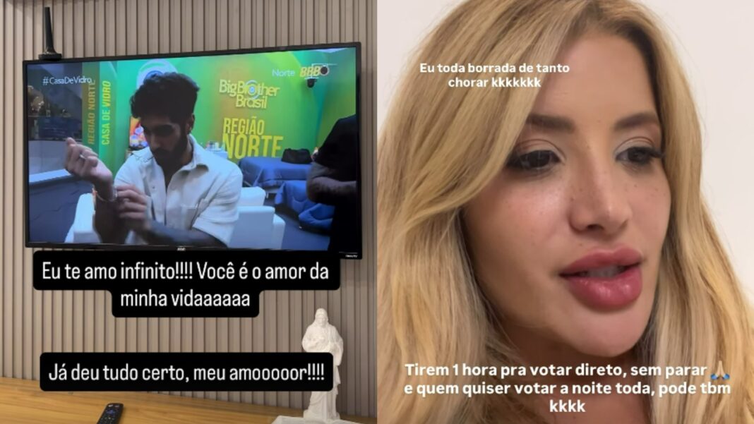 Noiva sertaneja consegue fazer videochamada e se emociona com declaração de participante da Casa de Vidro