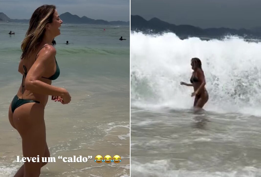 Ticiane Pinheiro ‘leva caldo’ em praia do Rio de Janeiro no Réveillon; assista