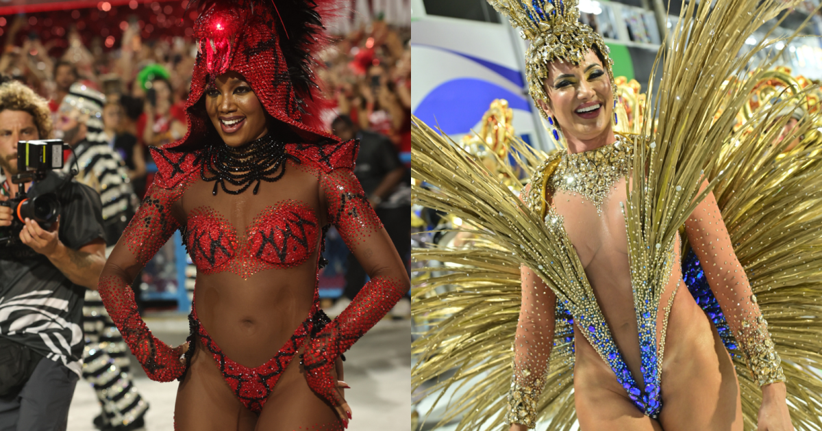 Carnaval: veja looks das rainhas de bateria no 1º dia de desfiles no Rio