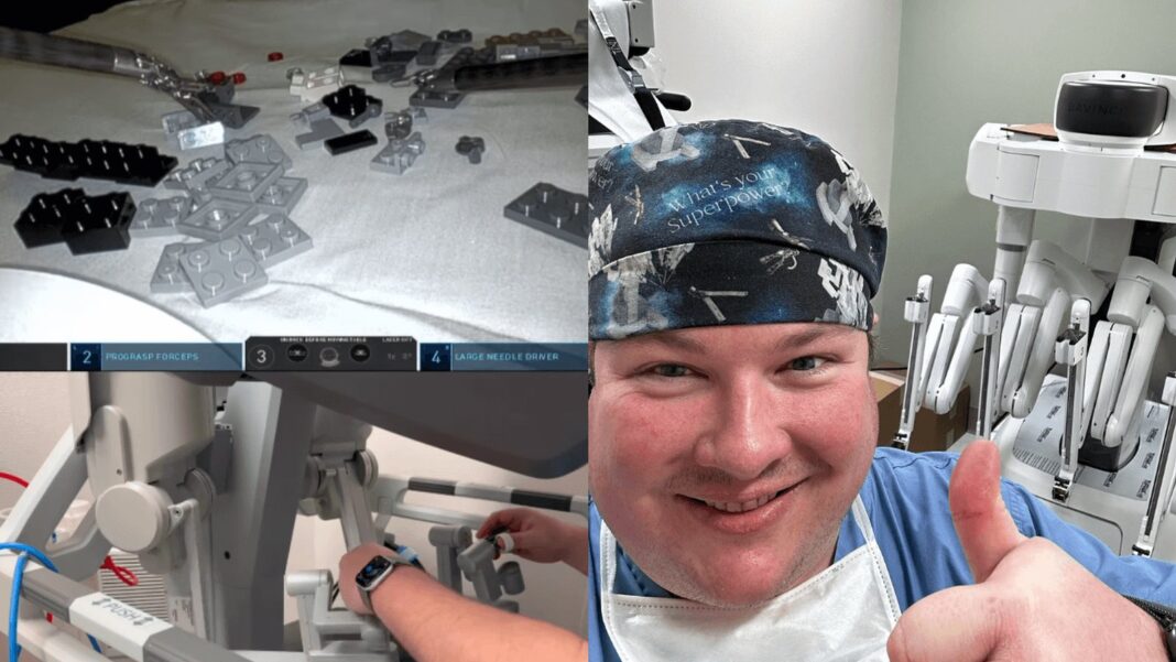 Cirurgião viraliza ao usar robô médico para montar LEGO nos EUA